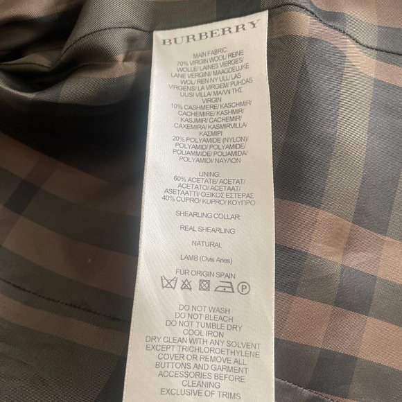 Burberry London Wool Brown Jacket w/ Shearling Collar US10 - Picture 10 of 10